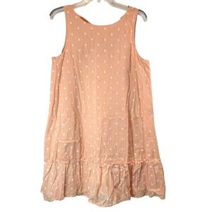 LOFT Peach Polka Dot Sleeveless Dress Boho Cottagecore Casual Summer Chic Medium